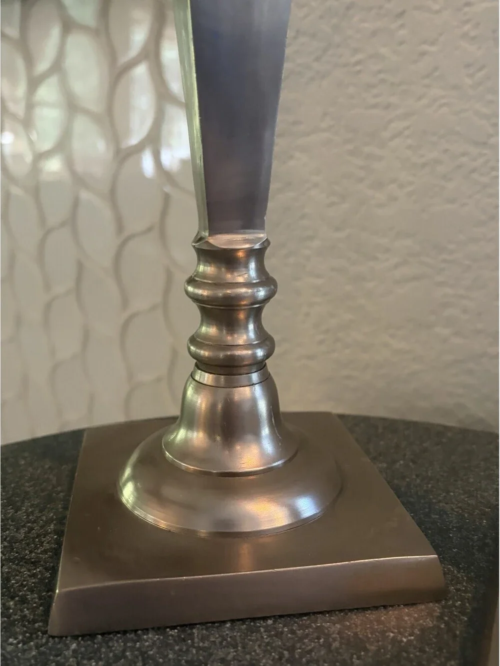 Candle Sticks Pewter Cast Metal Restoration Hardware 10” Pillar or Taper Pair